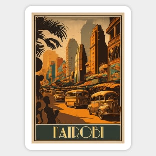 Nairobi Kenya Vintage Travel Art Poster Sticker